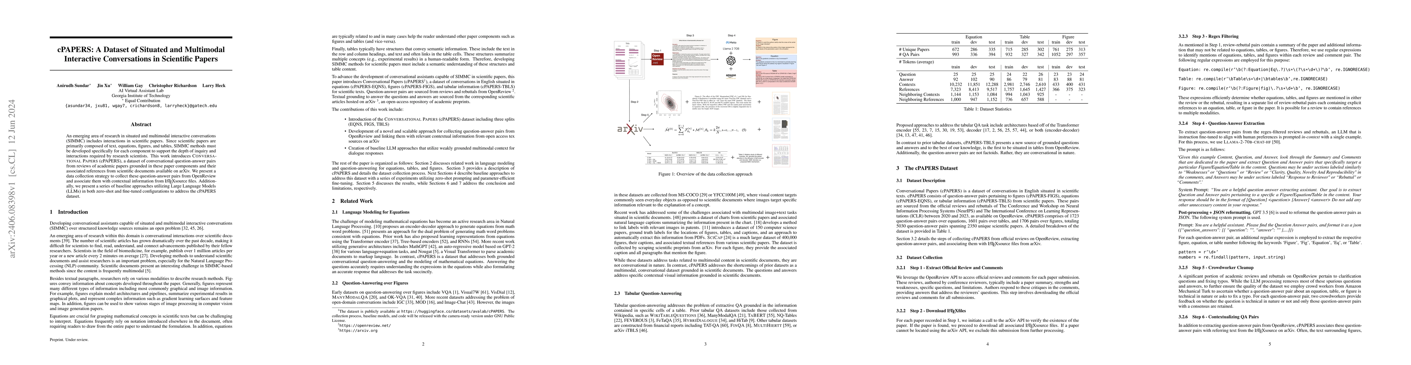 Thumbnail for cPAPERS: A Dataset of Situated and Multimodal Interactive Conversations
  in Scientific Papers