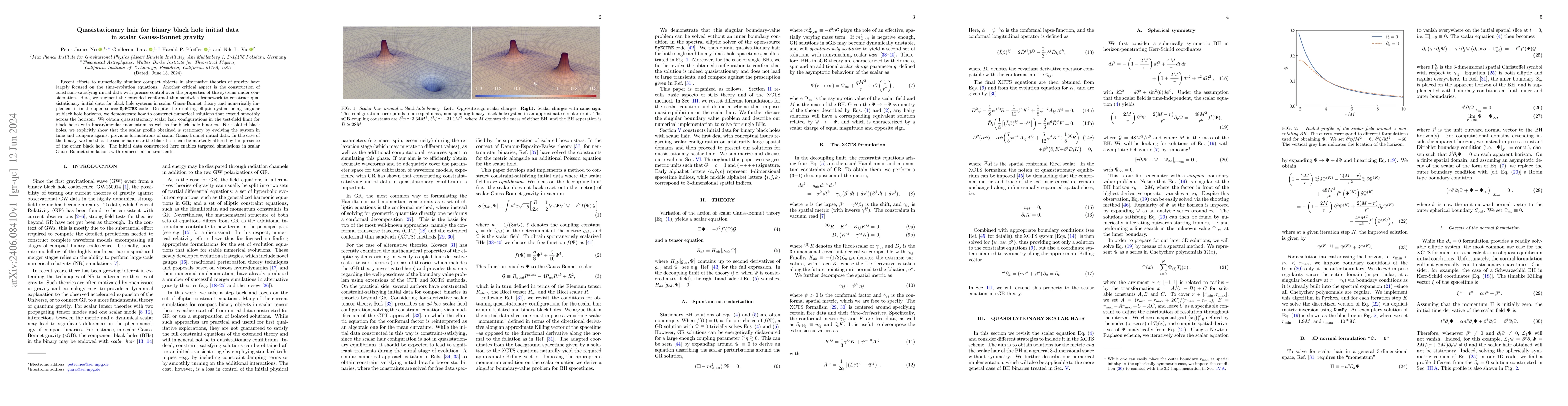 Thumbnail for Quasistationary hair for binary black hole initial data in scalar
  Gauss-Bonnet gravity