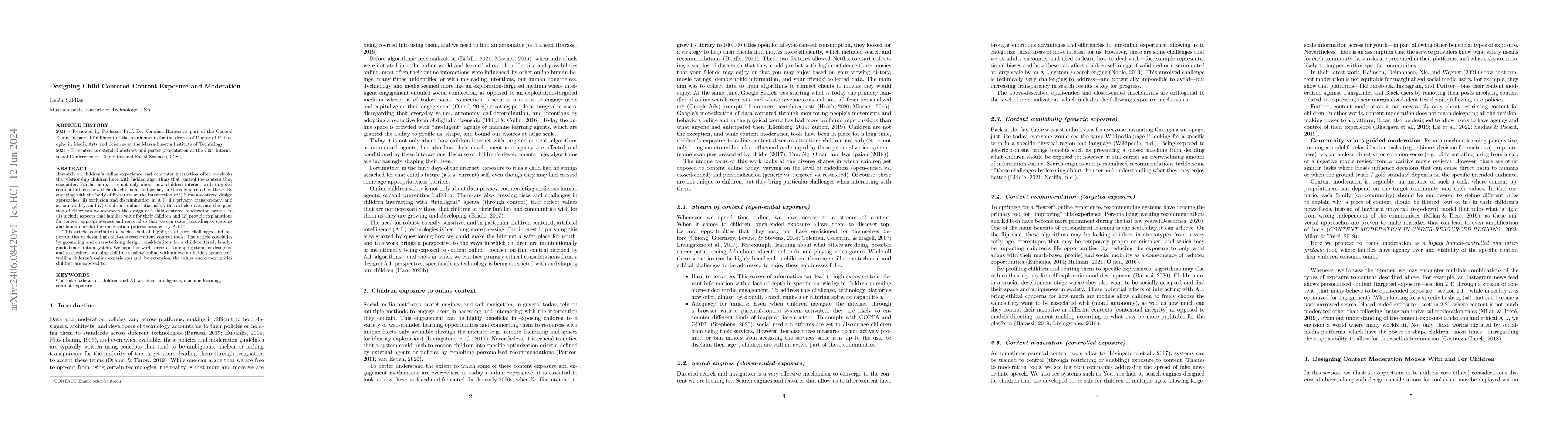 Thumbnail for Designing Child-Centered Content Exposure and Moderation