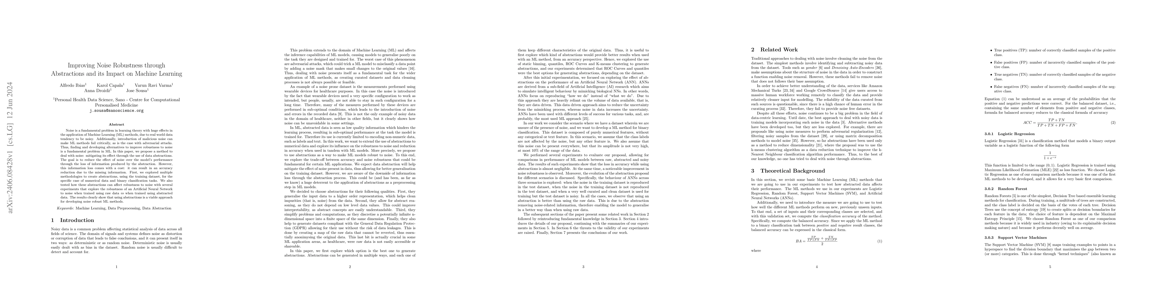 Thumbnail for Improving Noise Robustness through Abstractions and its Impact on
  Machine Learning