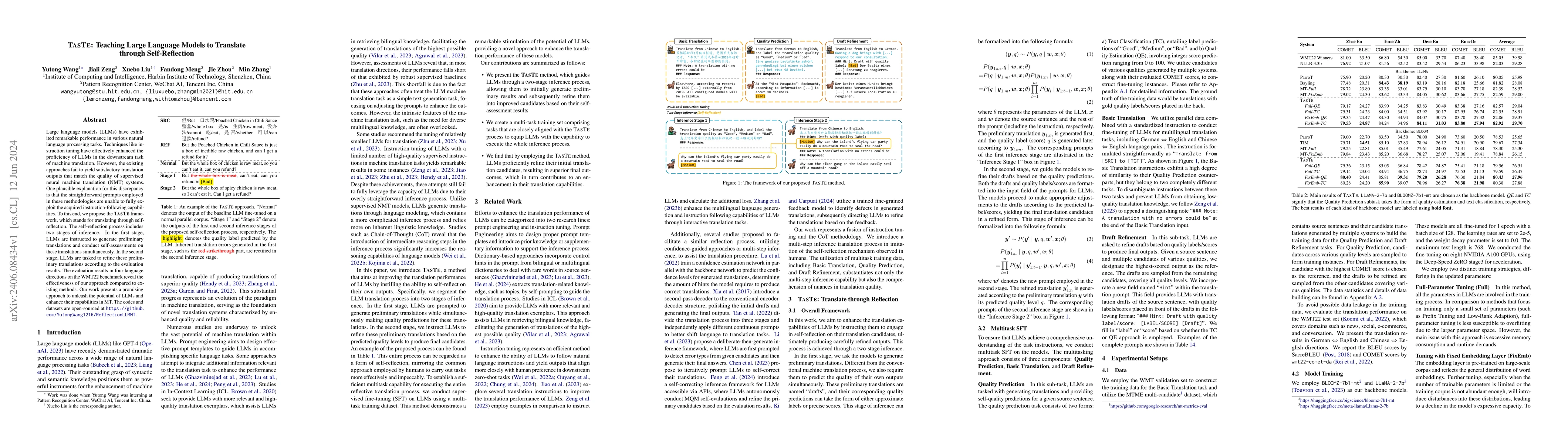Thumbnail for TasTe: Teaching Large Language Models to Translate through
  Self-Reflection