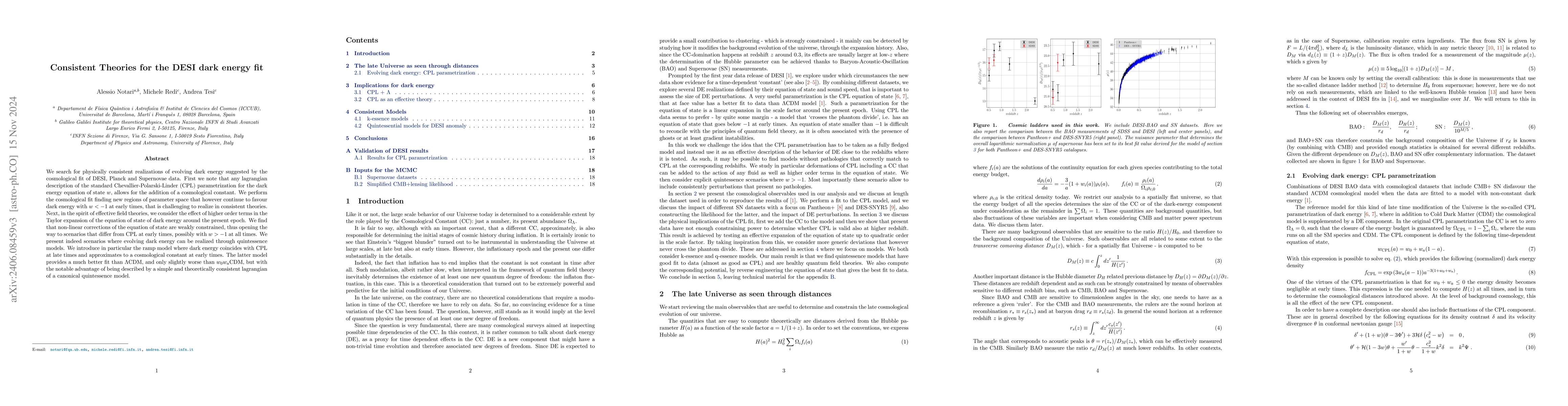 Thumbnail for Consistent Theories for the DESI dark energy fit