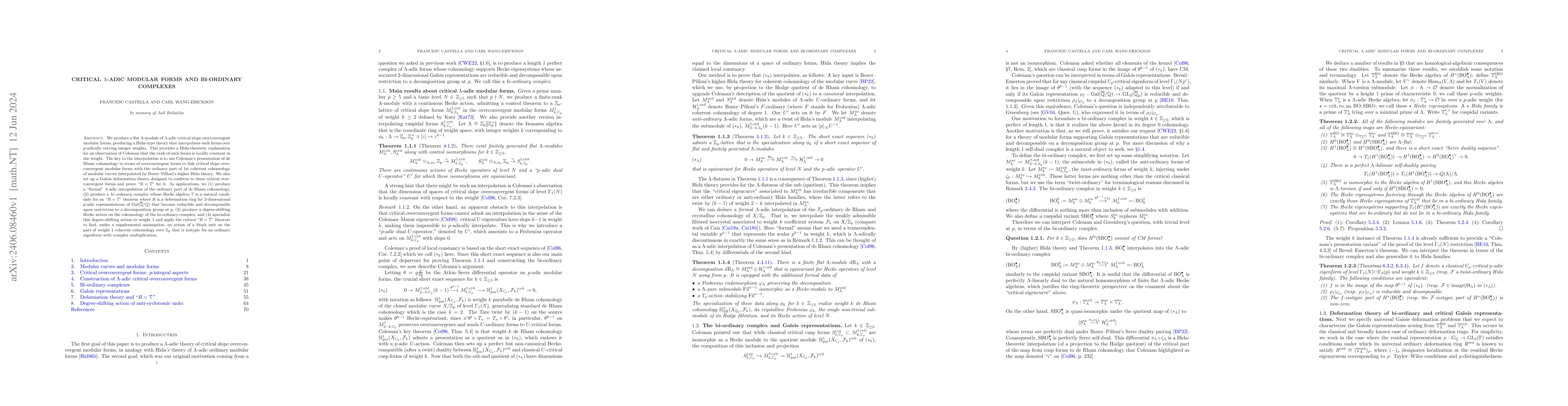 Thumbnail for Critical Lambda-adic modular forms and bi-ordinary complexes