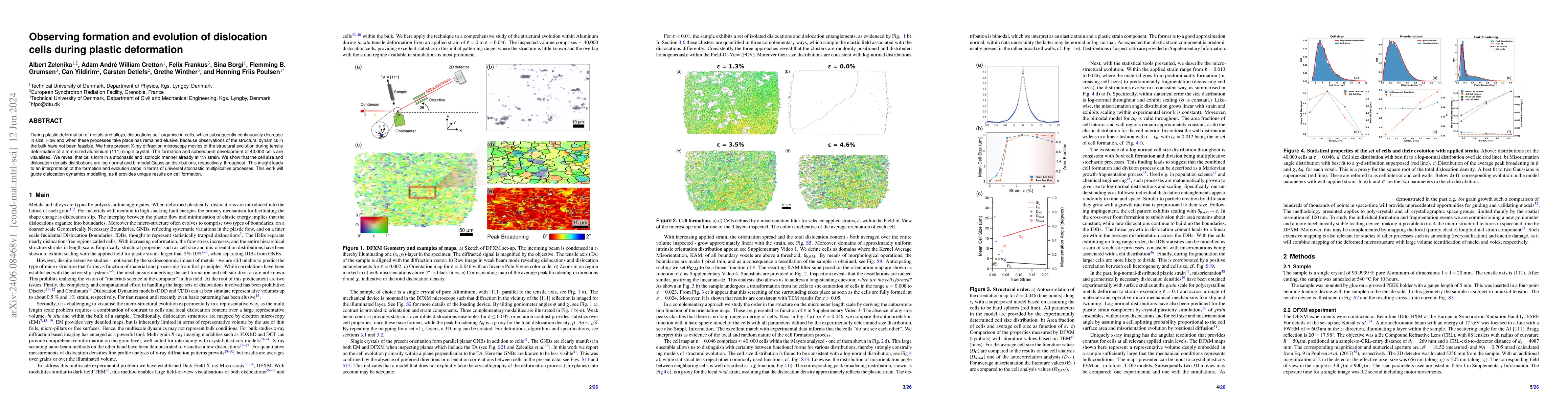 Thumbnail for Observing formation and evolution of dislocation cells during plastic
  deformation