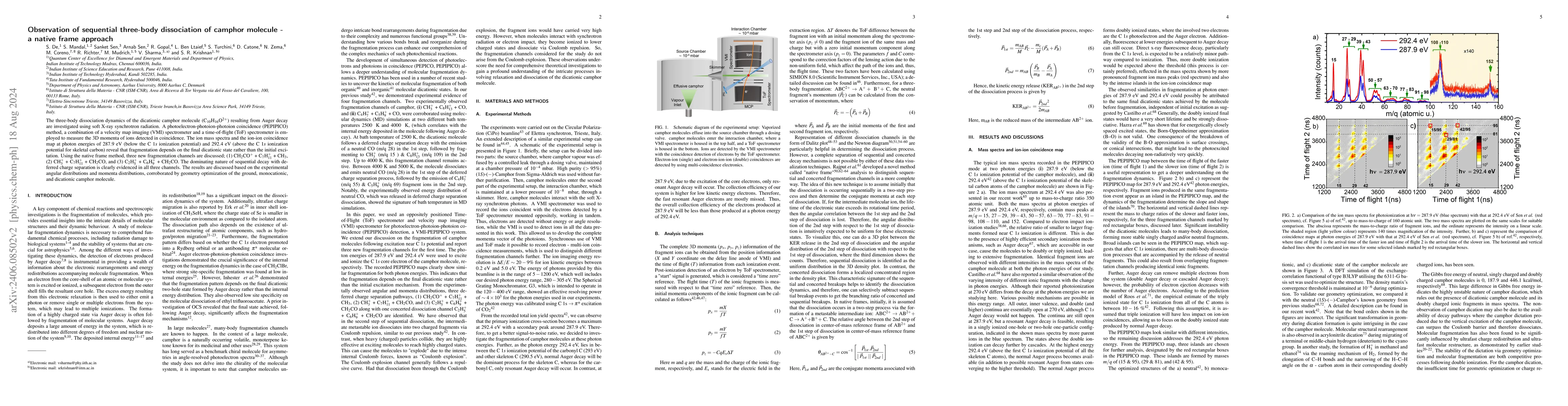 Thumbnail for Observation of sequential three-body dissociation of camphor molecule --
  a native frame approach