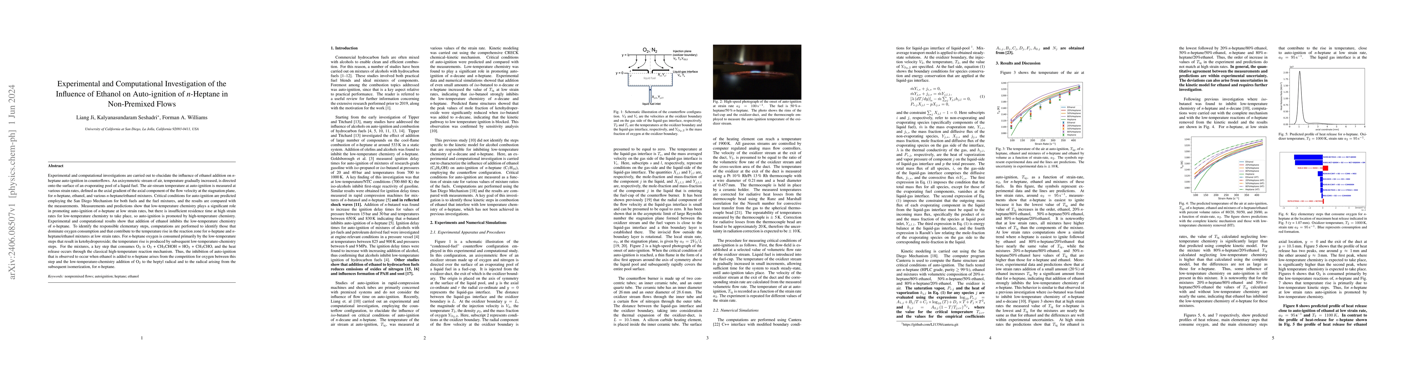 Thumbnail for Experimental and Computational Investigation of the Influence of Ethanol
  on Auto-ignition of n-Heptane in Non-Premixed Flows