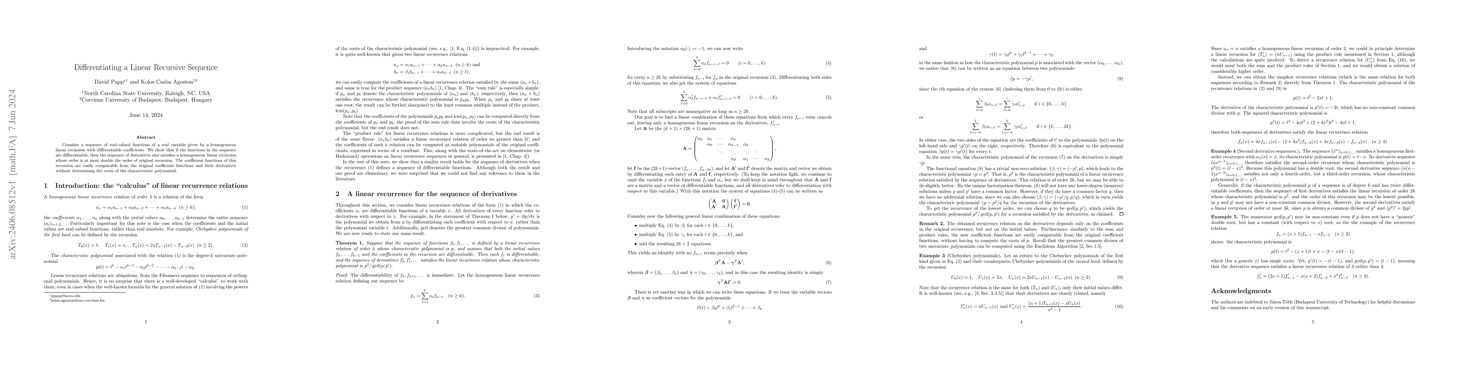 Thumbnail for Differentiating a Linear Recursive Sequence