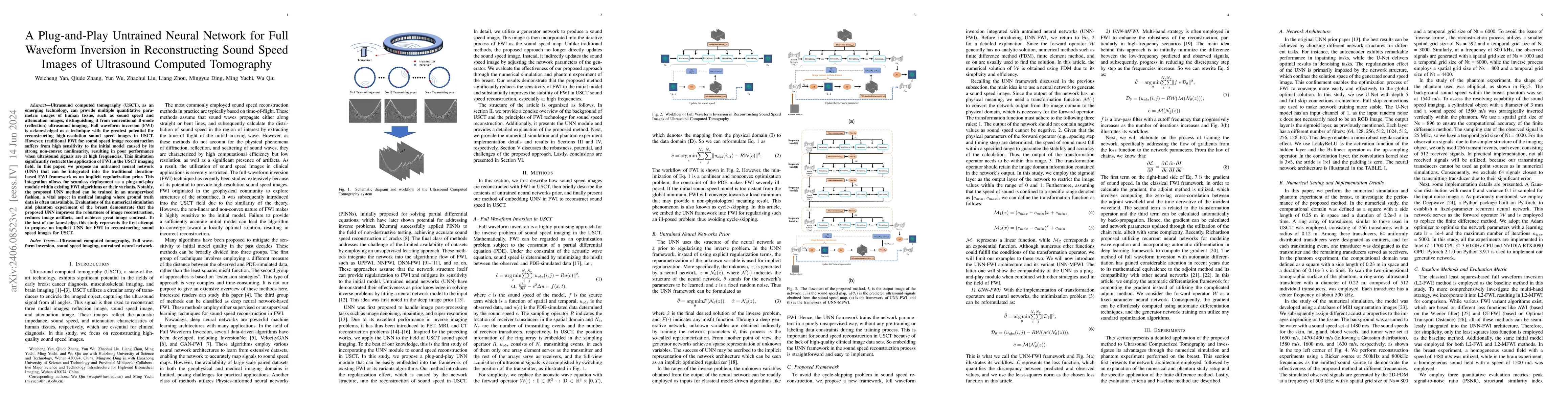 Thumbnail for A Plug-and-Play Untrained Neural Network for Full Waveform Inversion in
  Reconstructing Sound Speed Images of Ultrasound Computed Tomography