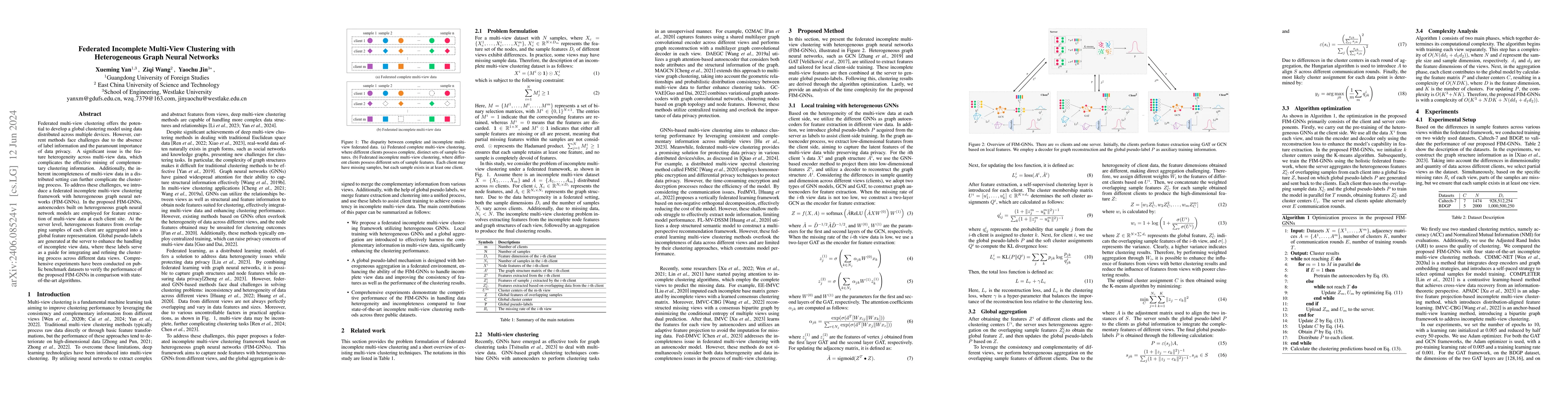 Thumbnail for Federated Incomplete Multi-View Clustering with Heterogeneous Graph
  Neural Networks