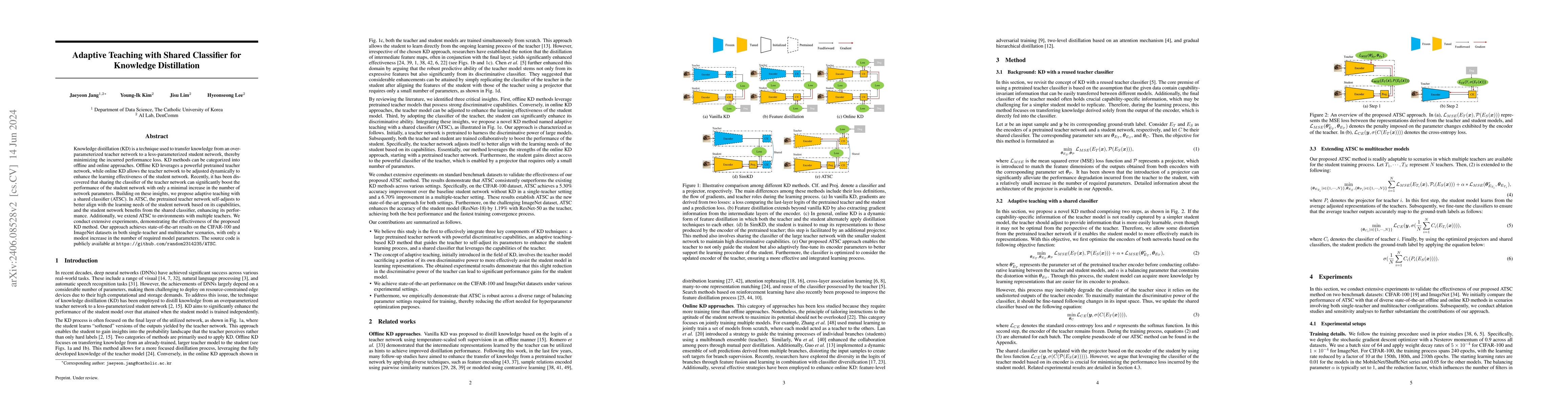 Thumbnail for Adaptive Teaching with Shared Classifier for Knowledge Distillation