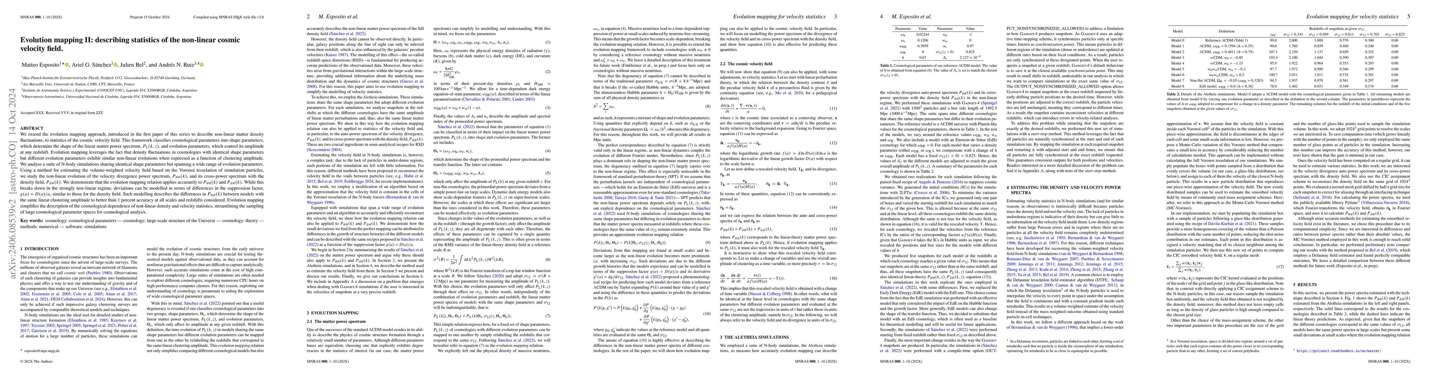 Thumbnail for Evolution mapping II: describing statistics of the non-linear cosmic
  velocity field
