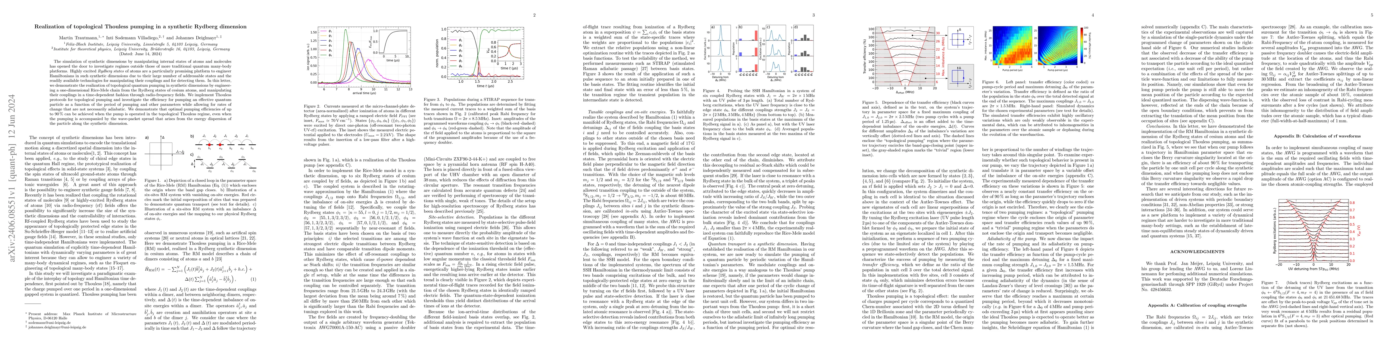 Thumbnail for Realization of topological Thouless pumping in a synthetic Rydberg
  dimension