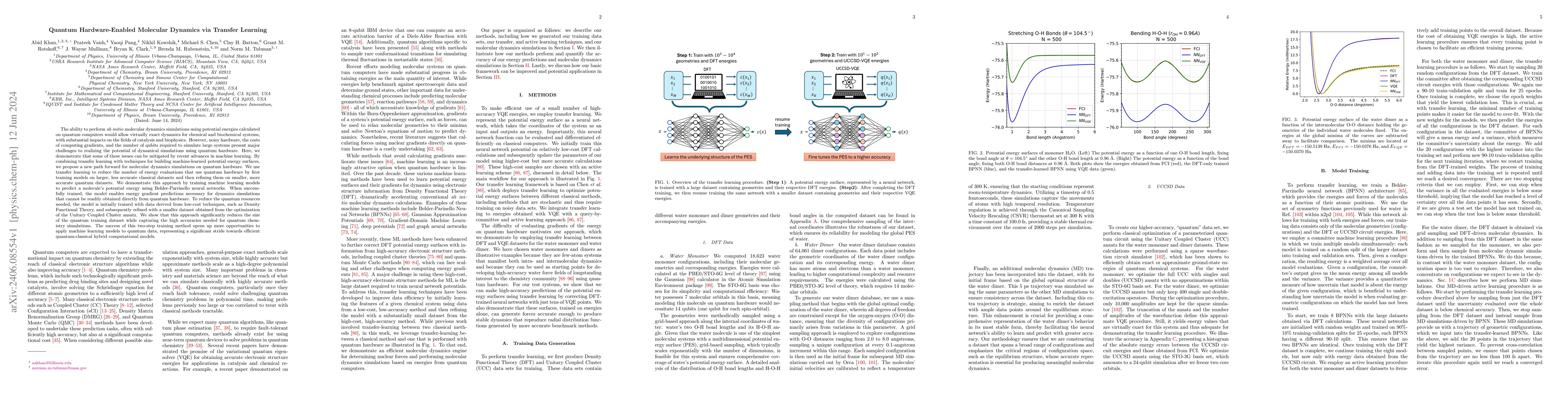 Thumbnail for Quantum Hardware-Enabled Molecular Dynamics via Transfer Learning
