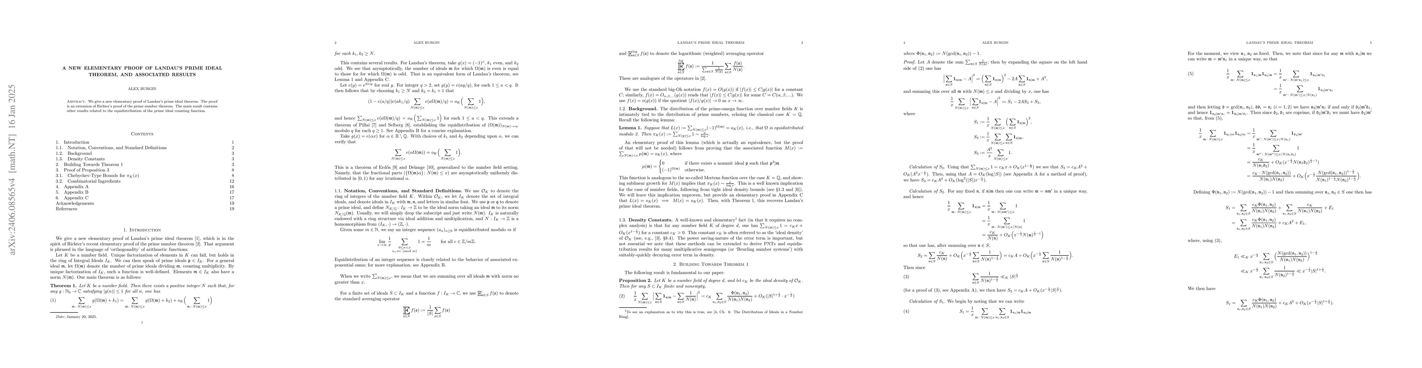Thumbnail for A New Elementary Proof of Landau's Prime Ideal Theorem, and Associated
  Results