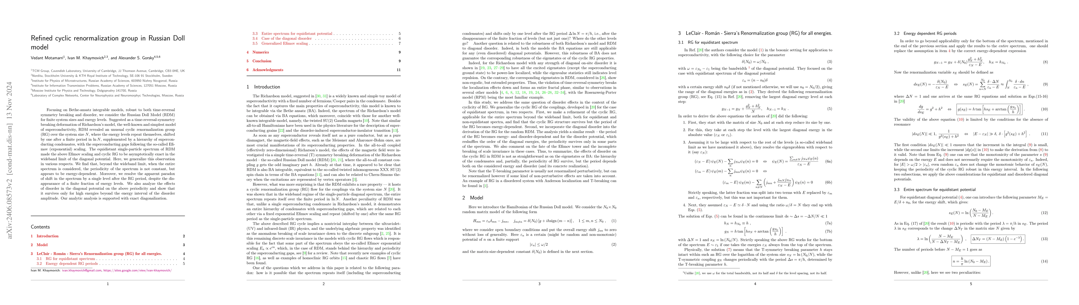 Thumbnail for Refined cyclic renormalization group in Russian Doll model