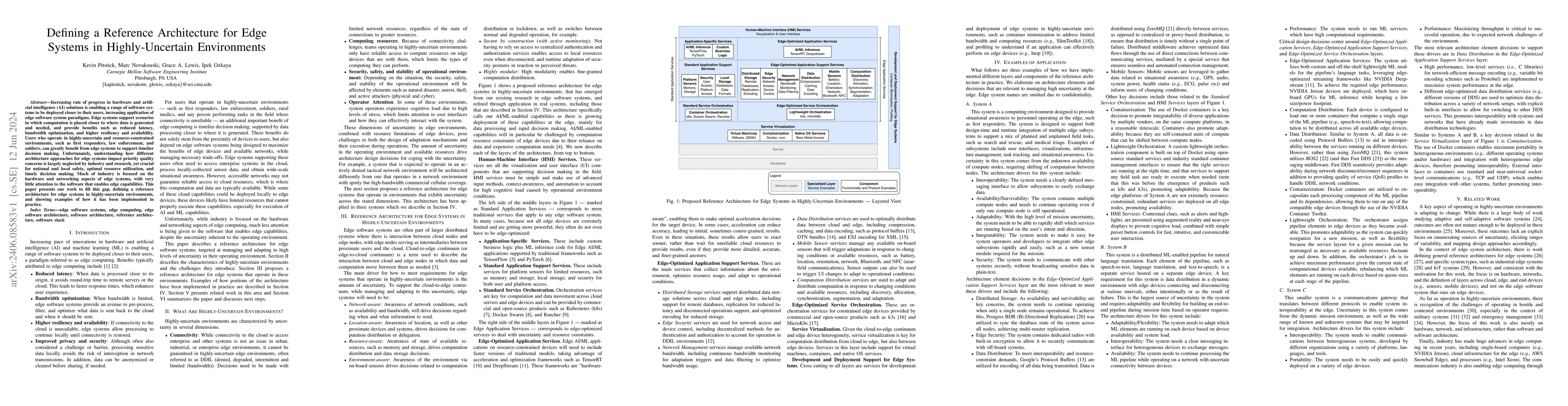 Thumbnail for Defining a Reference Architecture for Edge Systems in Highly-Uncertain
  Environments