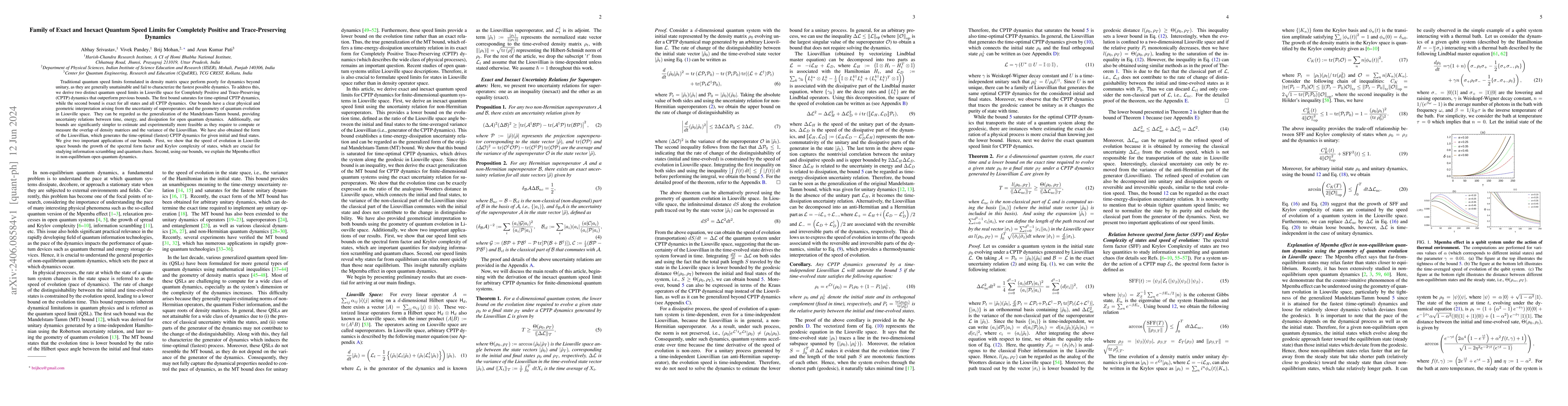 Thumbnail for Family of Exact and Inexact Quantum Speed Limits for Completely Positive
  and Trace-Preserving Dynamics