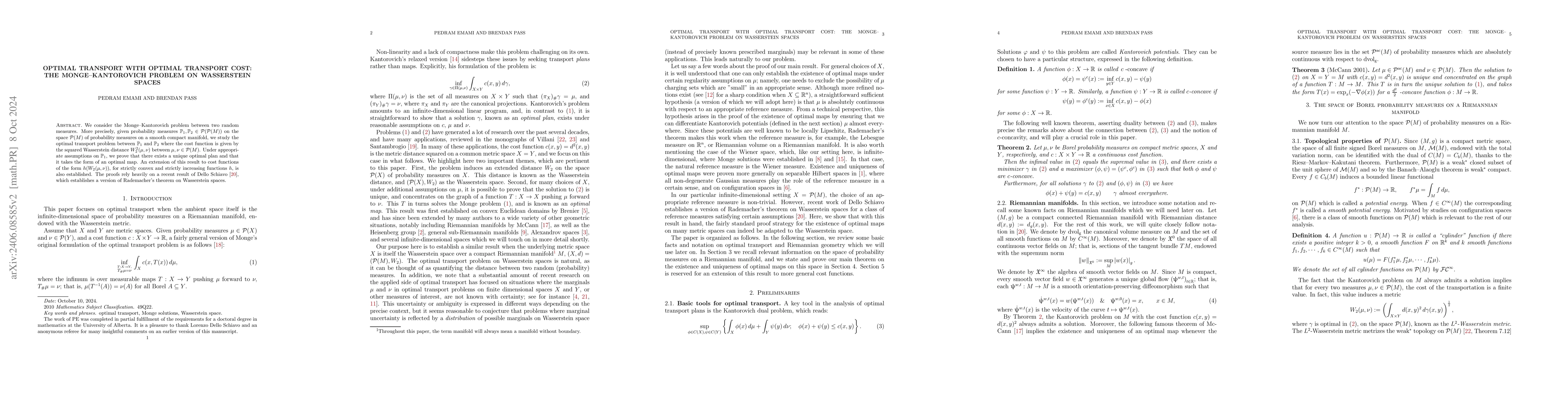Thumbnail for The Monge-Kantorovich problem on Wasserstein space