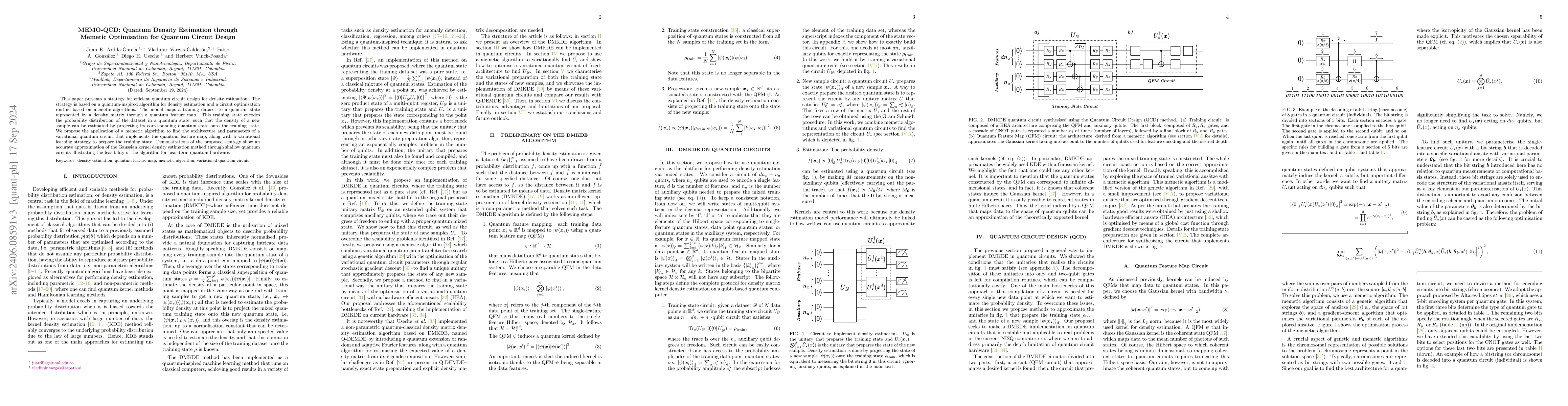 Thumbnail for MEMO-QCD: Quantum Density Estimation through Memetic Optimisation for
  Quantum Circuit Design