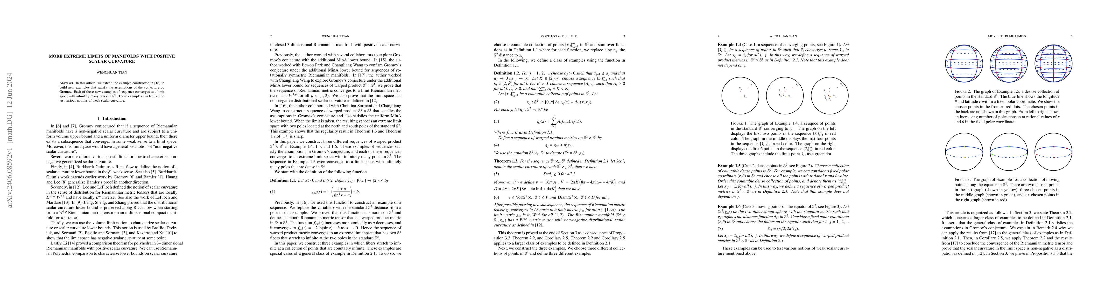 Thumbnail for More Extreme Limits of Manifolds with Positive Scalar Curvature