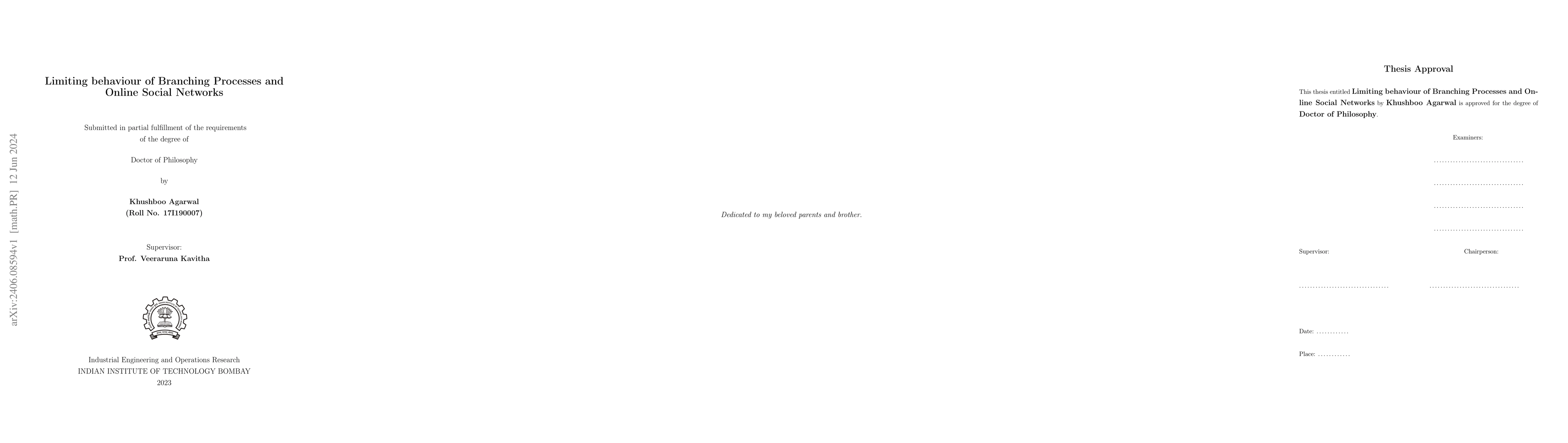 Thumbnail for Limiting behaviour of Branching Processes and Online Social Networks