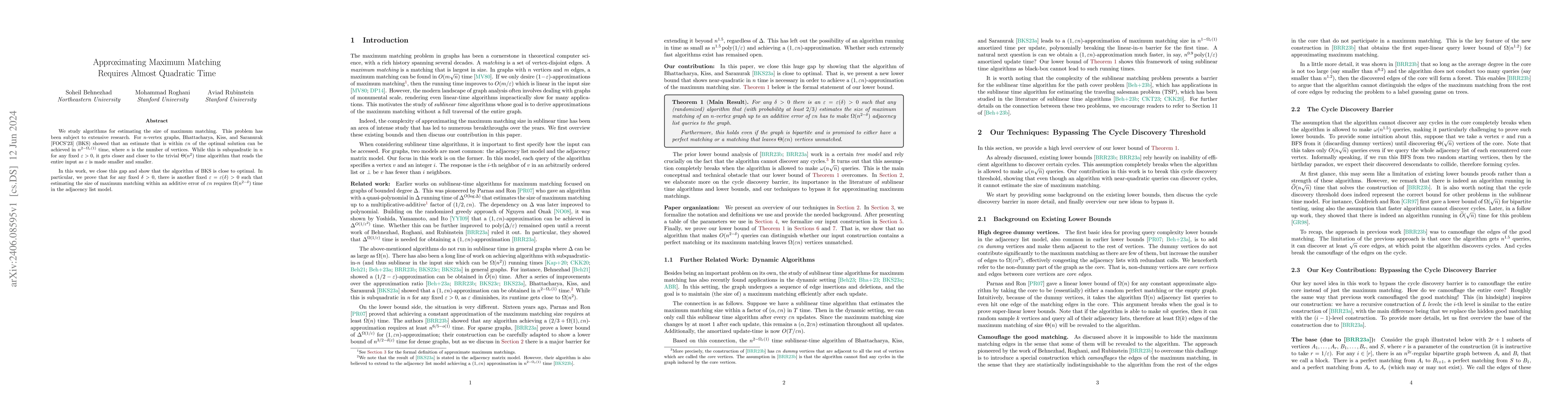 Thumbnail for Approximating Maximum Matching Requires Almost Quadratic Time