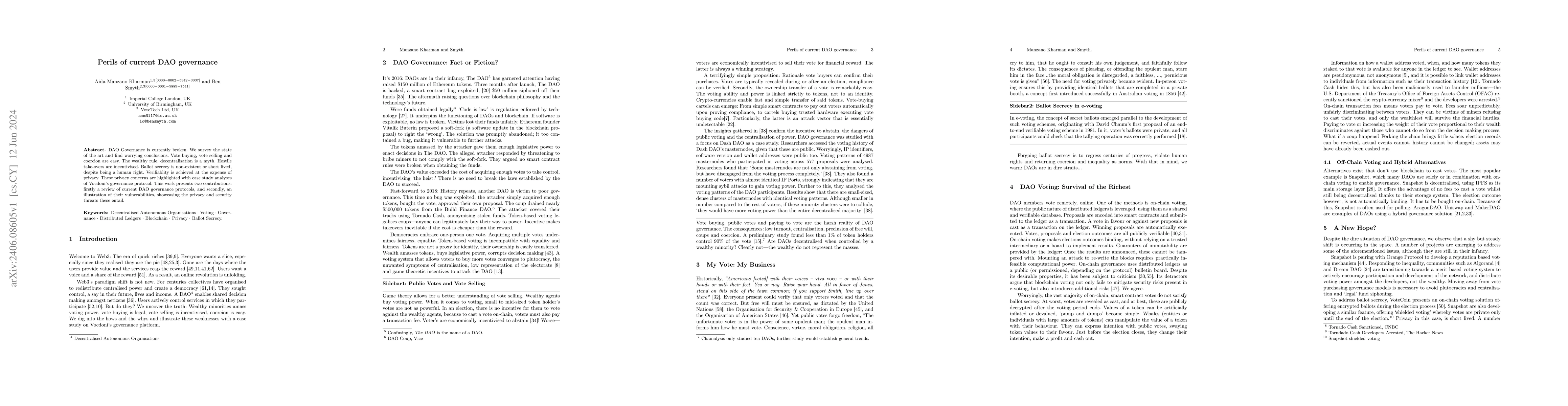 Thumbnail for Perils of current DAO governance