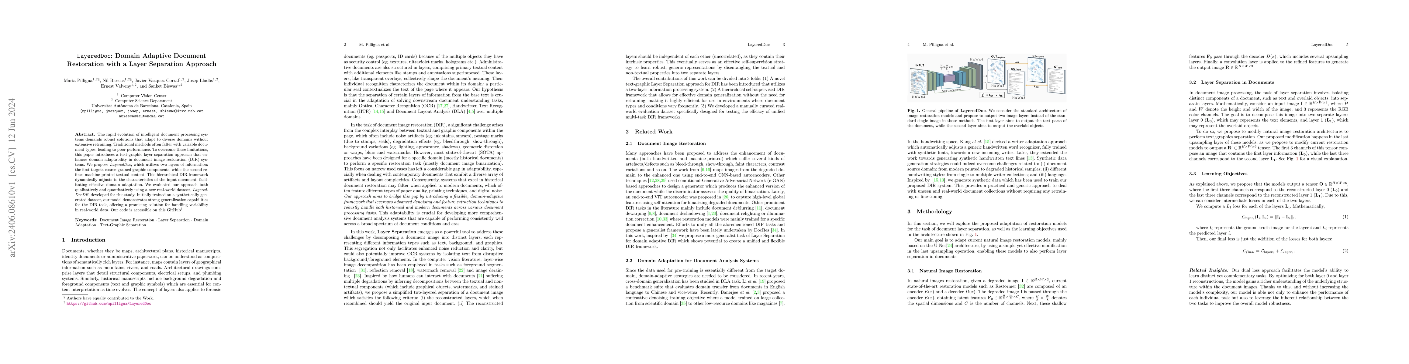 Thumbnail for LayeredDoc: Domain Adaptive Document Restoration with a Layer Separation
  Approach