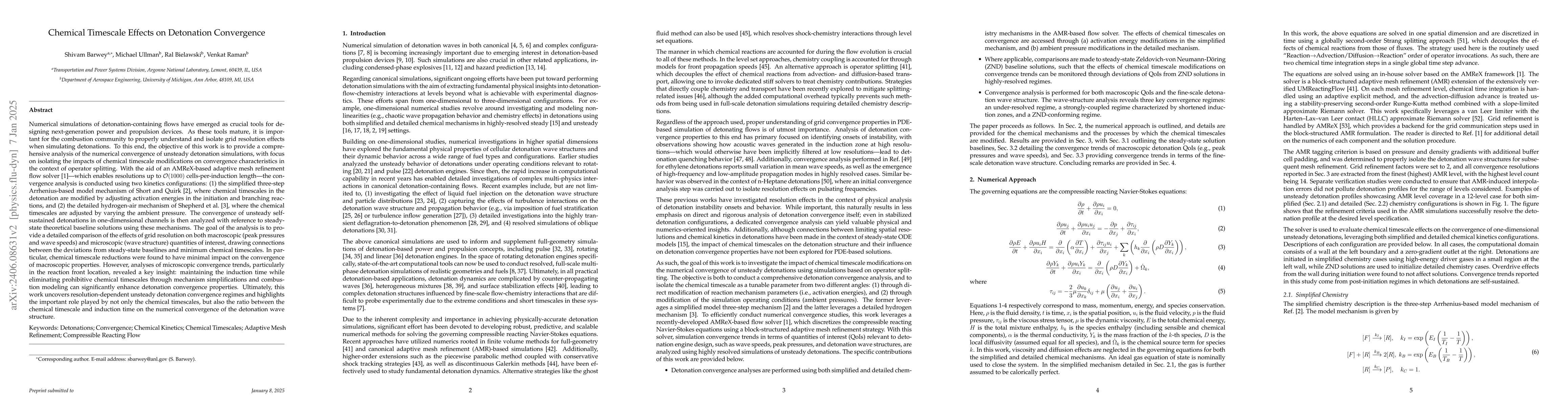 Thumbnail for Chemical Timescale Effects on Detonation Convergence