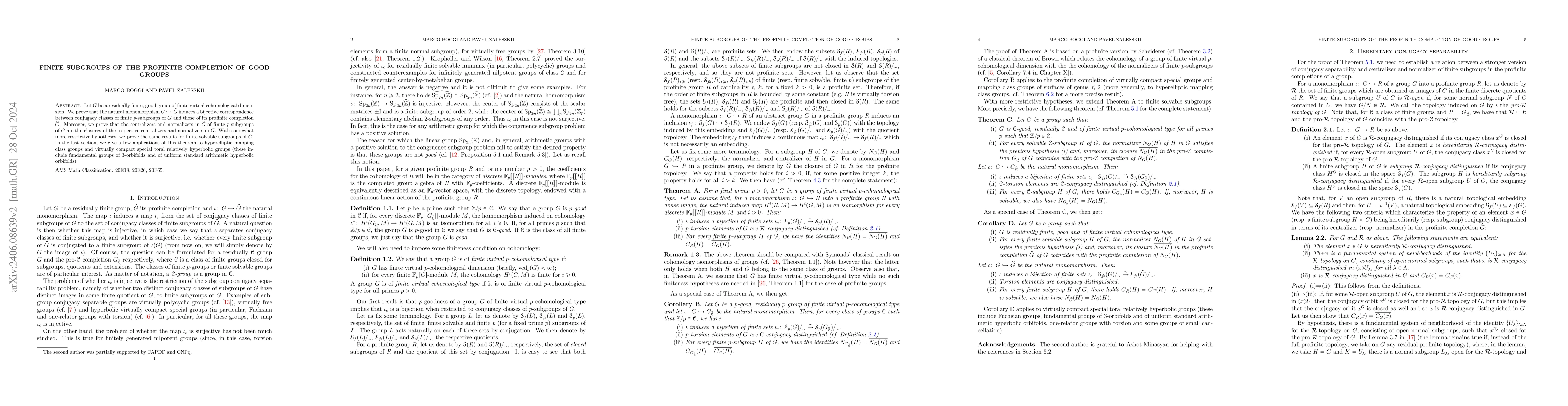 Thumbnail for Finite subgroups of the profinite completion of good groups