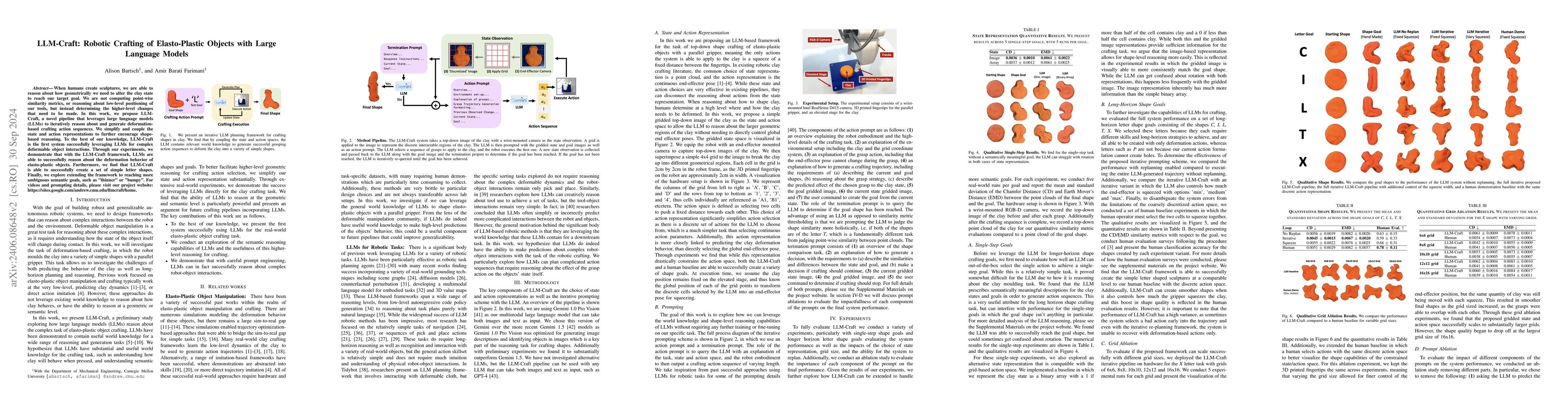 Thumbnail for LLM-Craft: Robotic Crafting of Elasto-Plastic Objects with Large
  Language Models