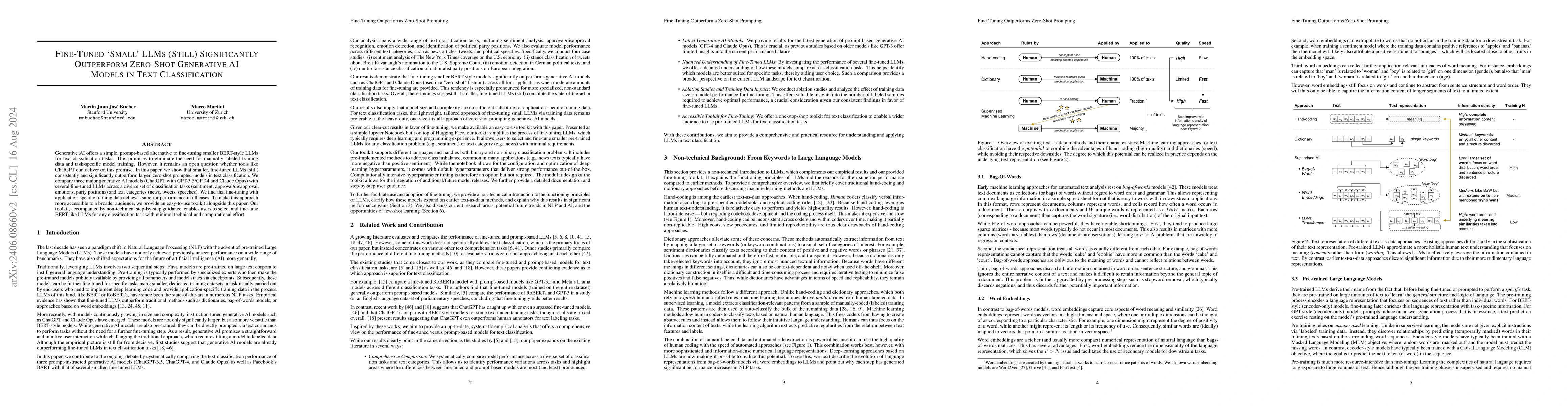 Thumbnail for Fine-Tuned 'Small' LLMs (Still) Significantly Outperform Zero-Shot
  Generative AI Models in Text Classification