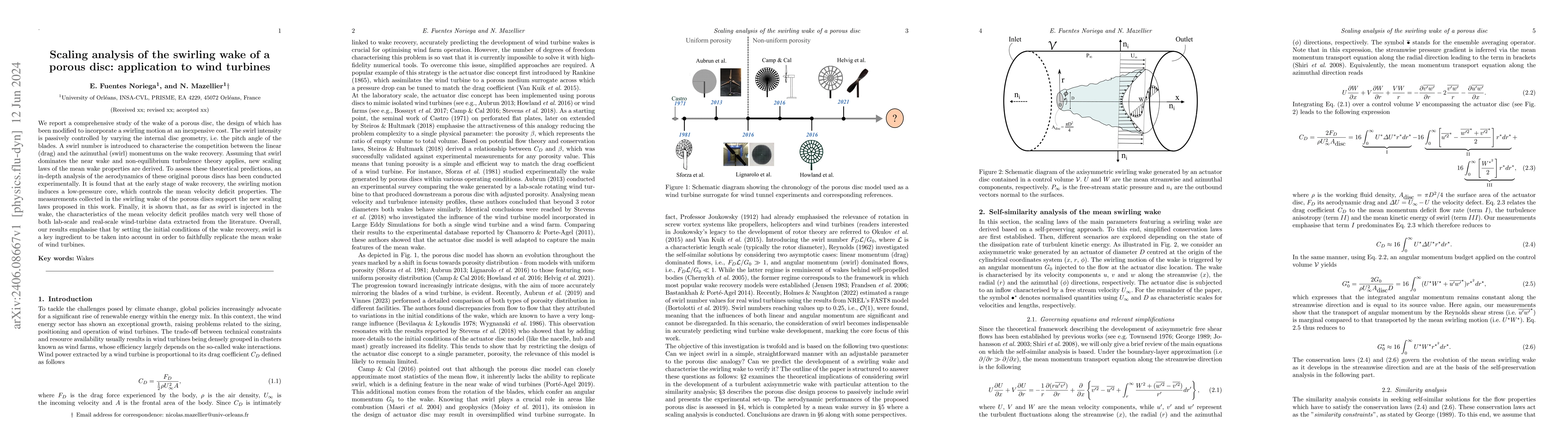 Thumbnail for Scaling Analysis of the Swirling Wake of a Porous Disc: Application to
  Wind Turbines