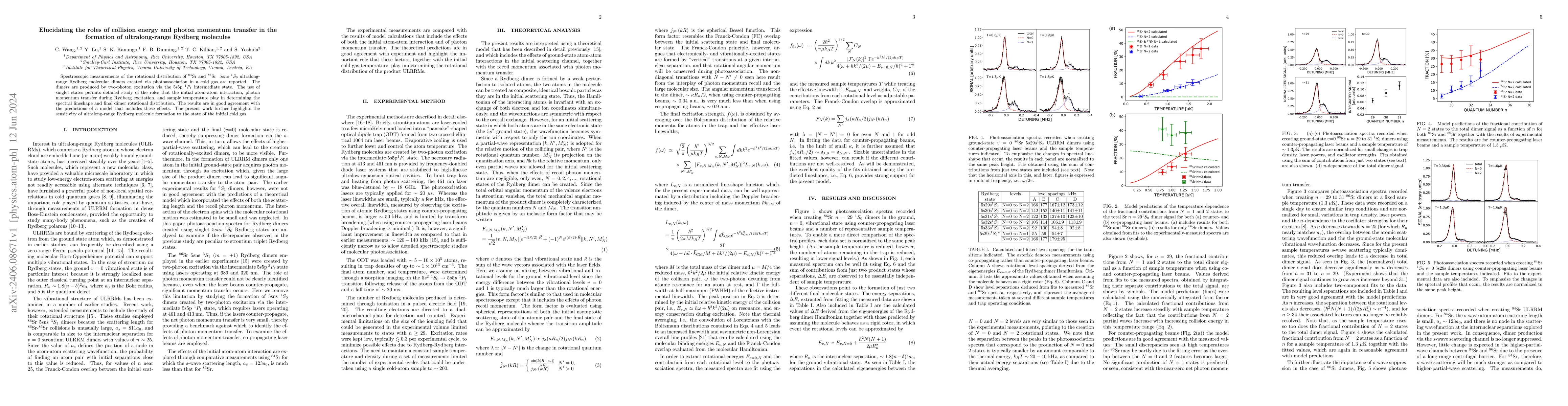 Thumbnail for Elucidating the roles of collision energy and photon momentum transfer
  in the formation of ultralong-range Rydberg molecules