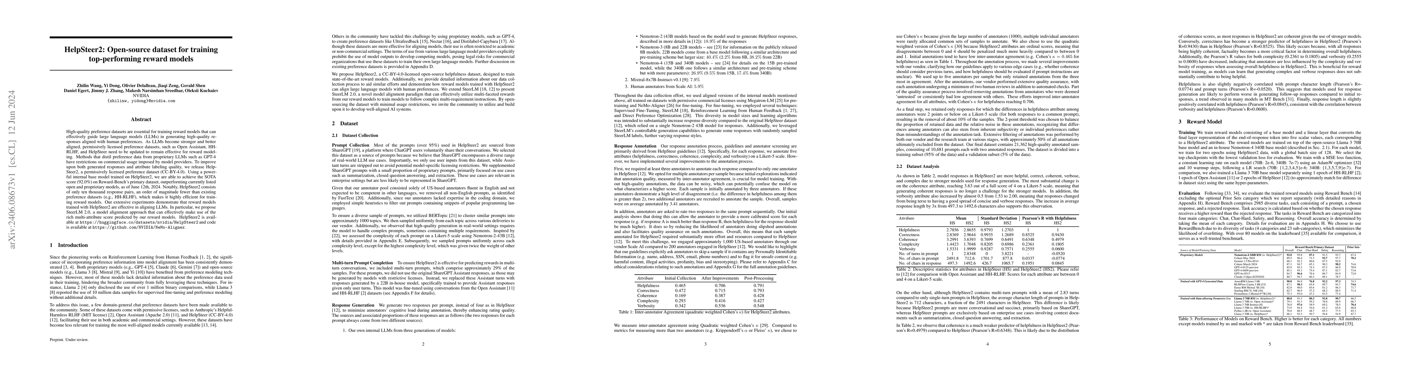 Thumbnail for HelpSteer2: Open-source dataset for training top-performing reward
  models