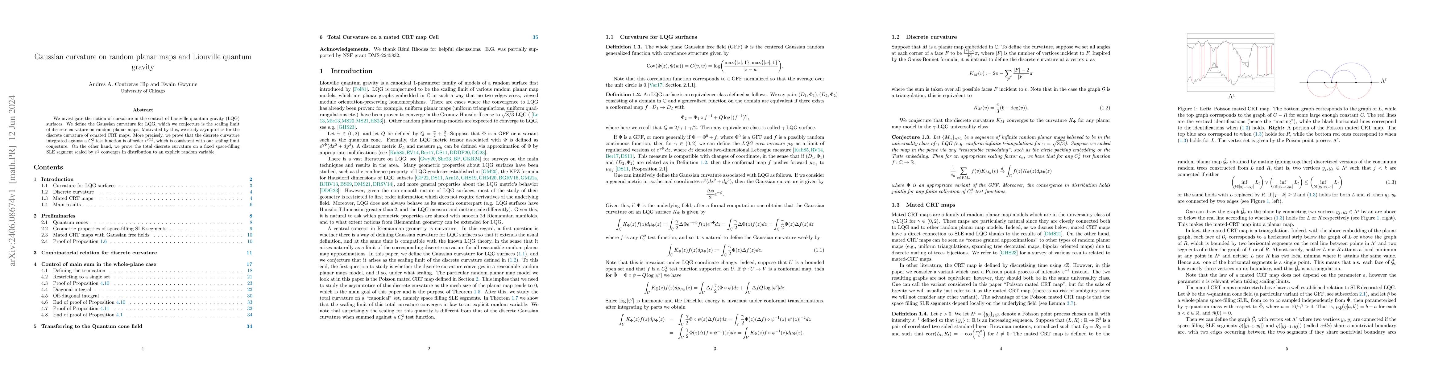 Thumbnail for Gaussian curvature on random planar maps and Liouville quantum gravity