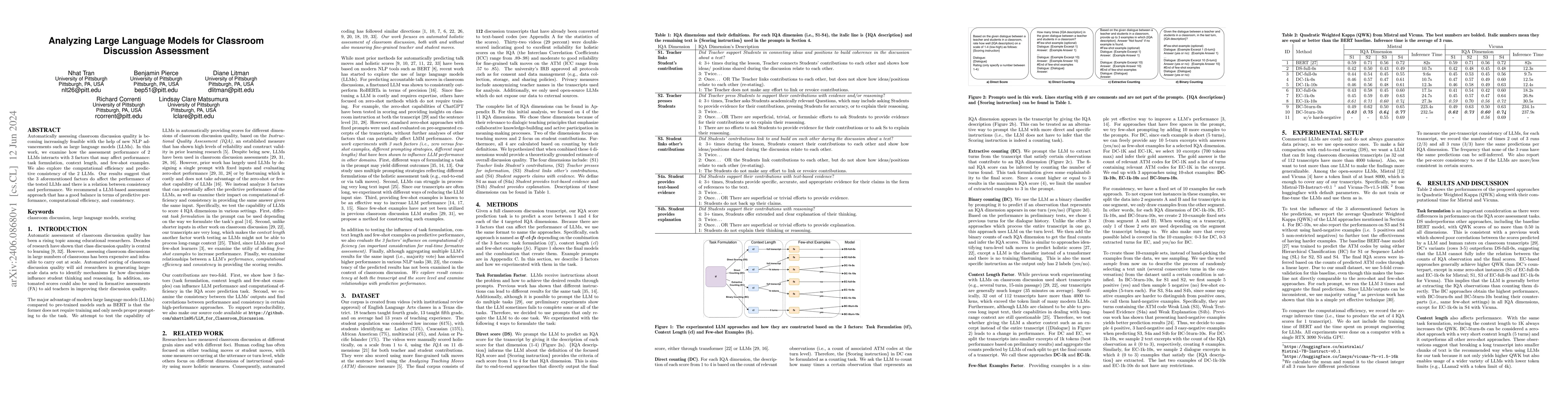 Thumbnail for Analyzing Large Language Models for Classroom Discussion Assessment