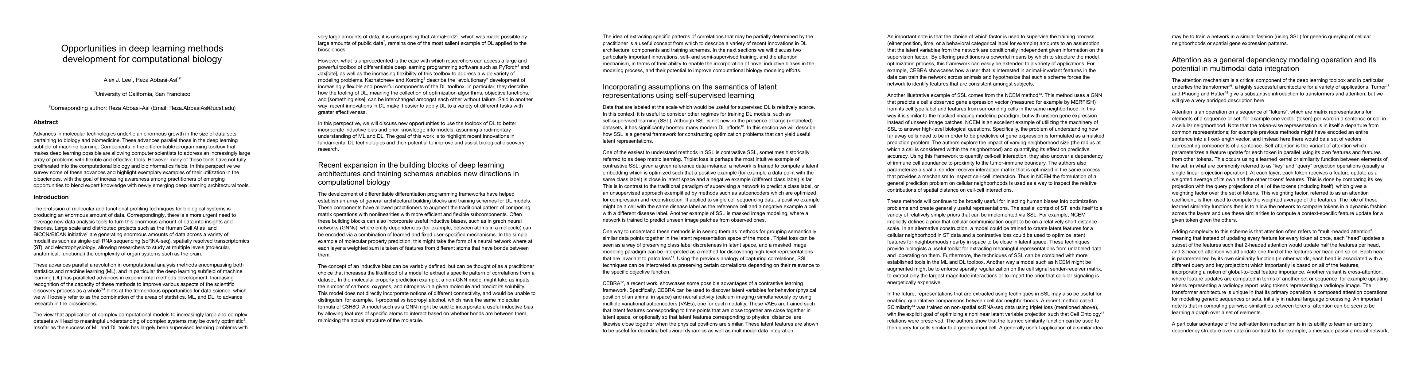 Thumbnail for Opportunities in deep learning methods development for computational
  biology