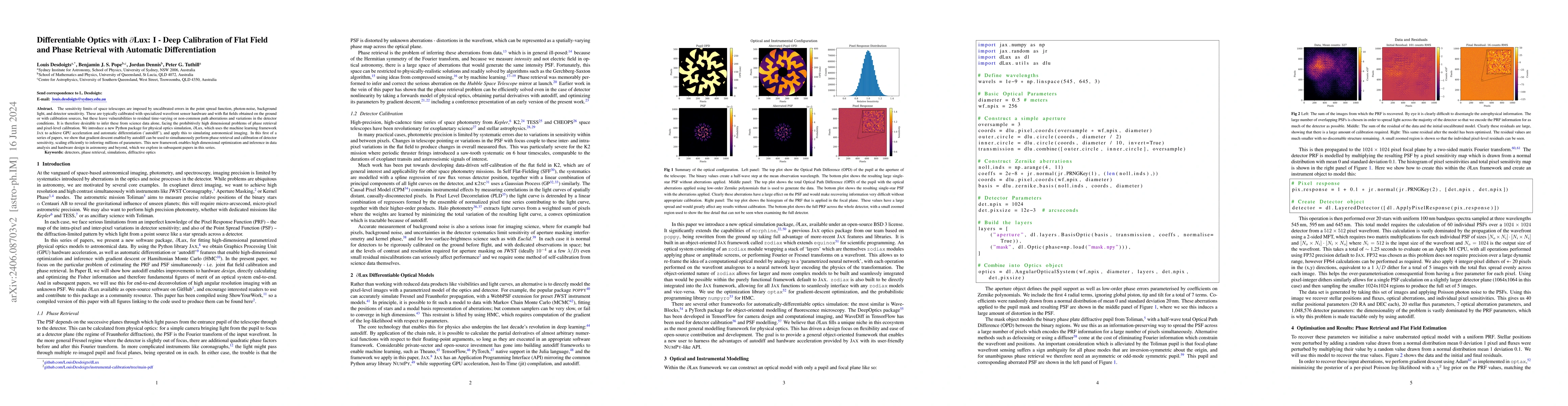 Thumbnail for Differentiable Optics with dLux I: Deep calibration of Flat Field and
  Phase Retrieval with Automatic Differentiation
