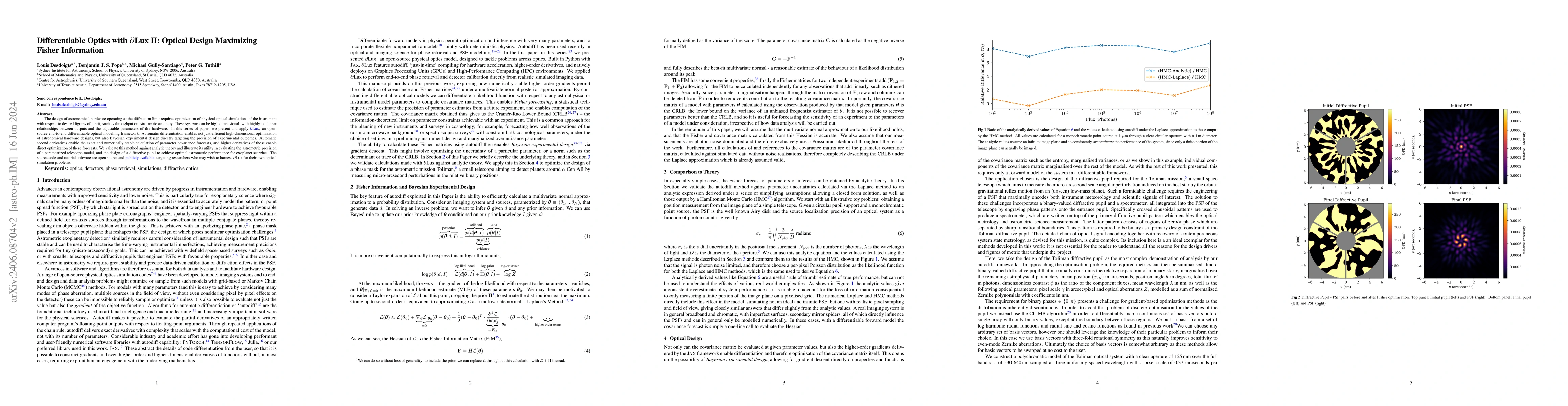 Thumbnail for Differentiable Optics with dLux II: Optical Design Maximising Fisher
  Information