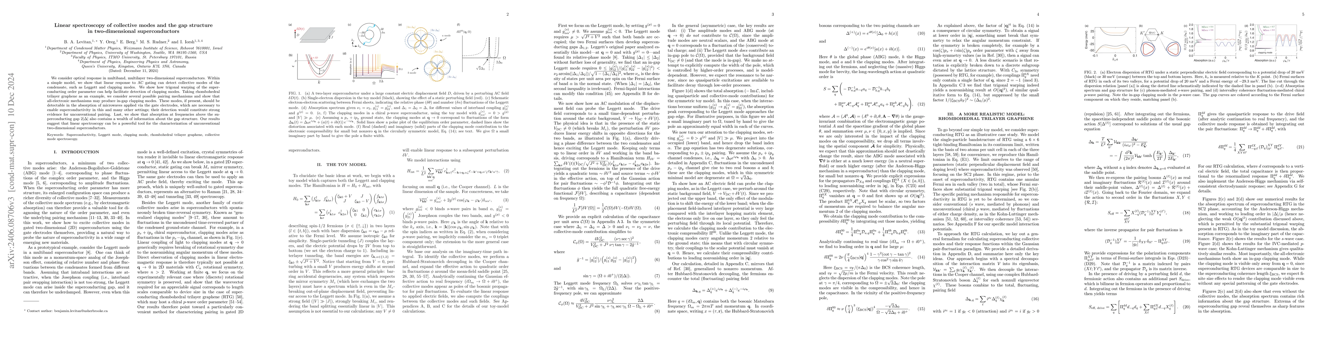 Thumbnail for Linear spectroscopy of collective modes and the gap structure in
  two-dimensional superconductors
