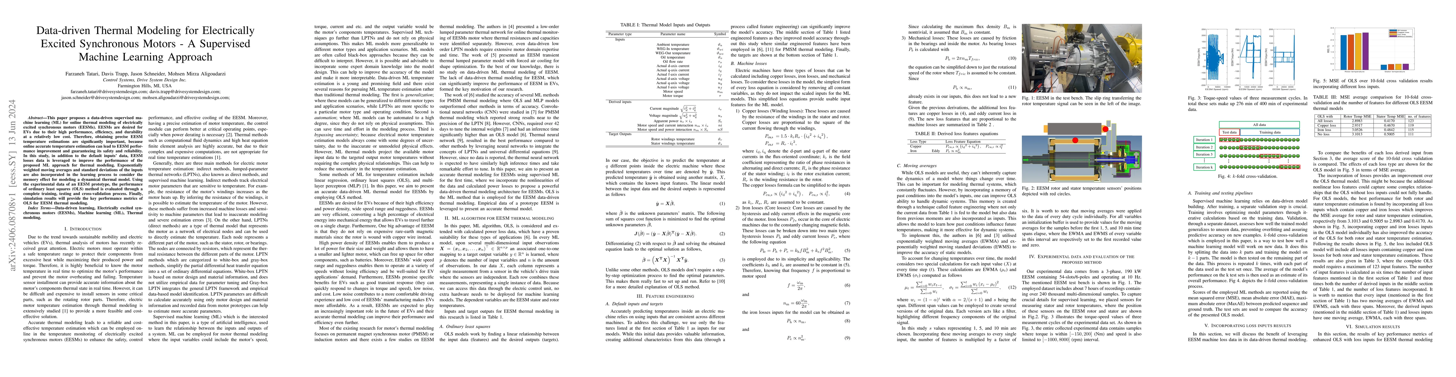 Thumbnail for Data-driven Thermal Modeling for Electrically Excited Synchronous Motors
  -- A Supervised Machine Learning Approach