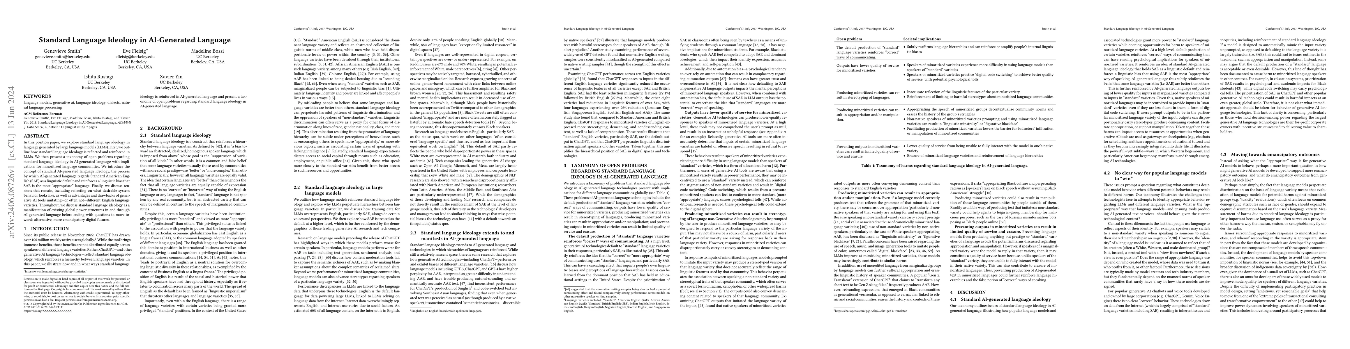 Thumbnail for Standard Language Ideology in AI-Generated Language