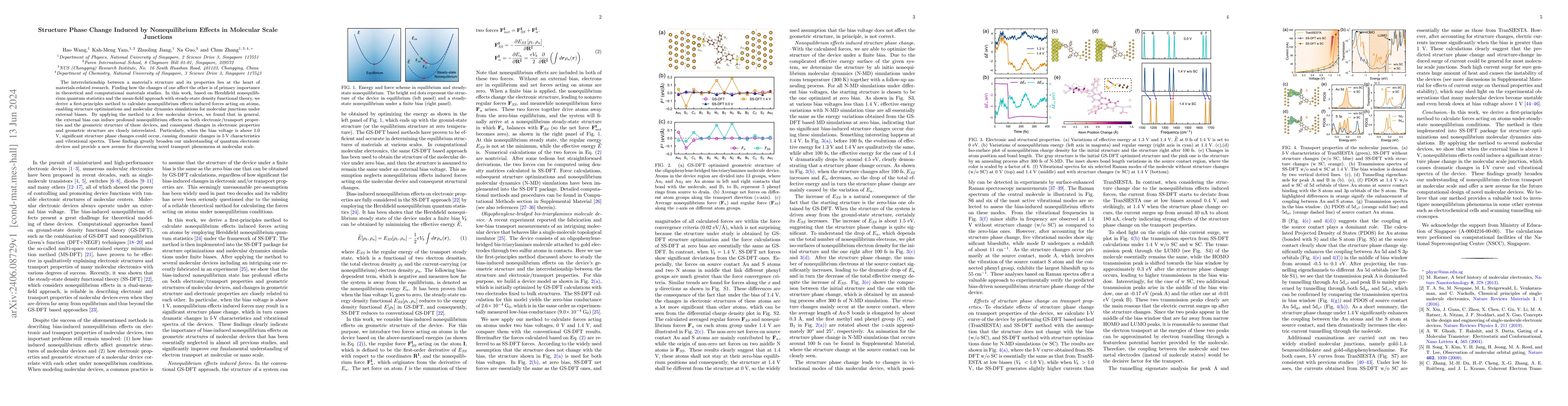 Thumbnail for Structure Phase Change Induced by Nonequilibrium Effects in Molecular
  Scale Junctions