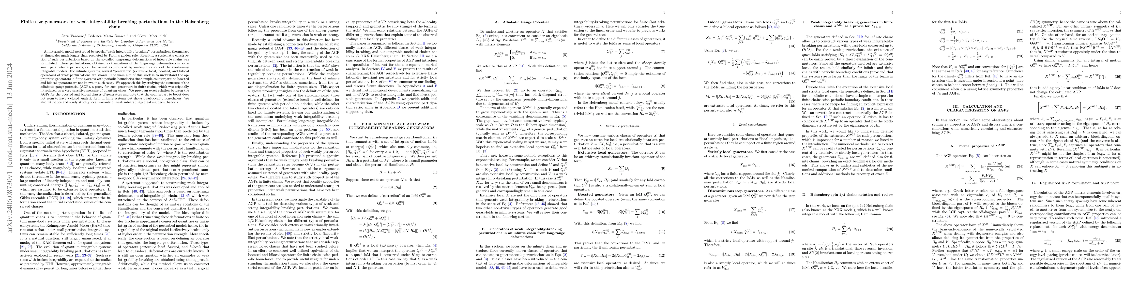 Thumbnail for Finite-size generators for weak integrability breaking perturbations in
  the Heisenberg chain