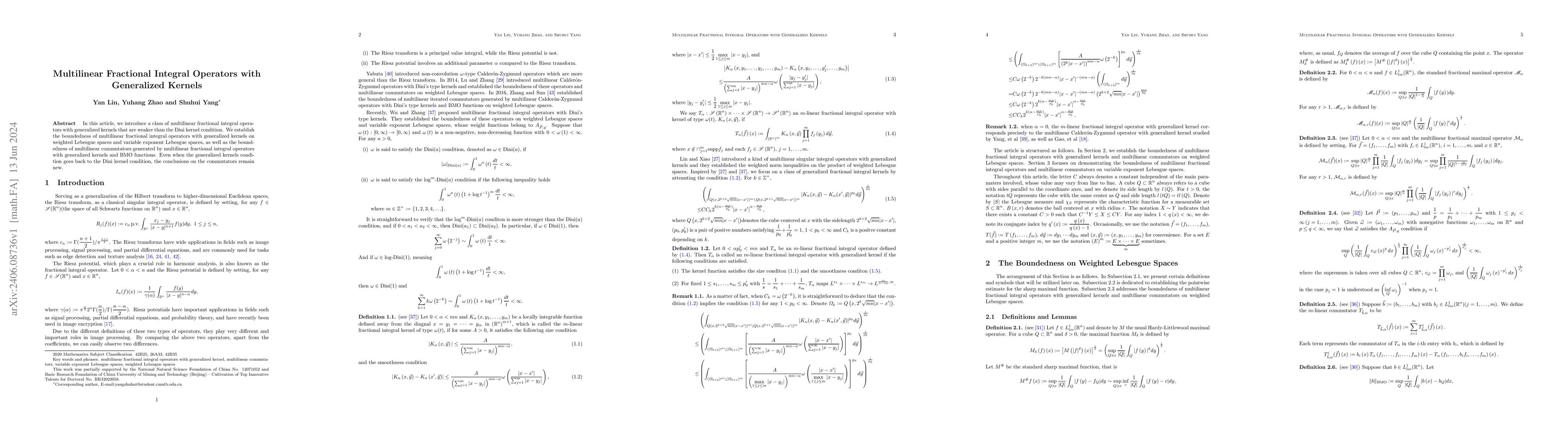 Thumbnail for Multilinear Fractional Integral Operators with Generalized Kernels