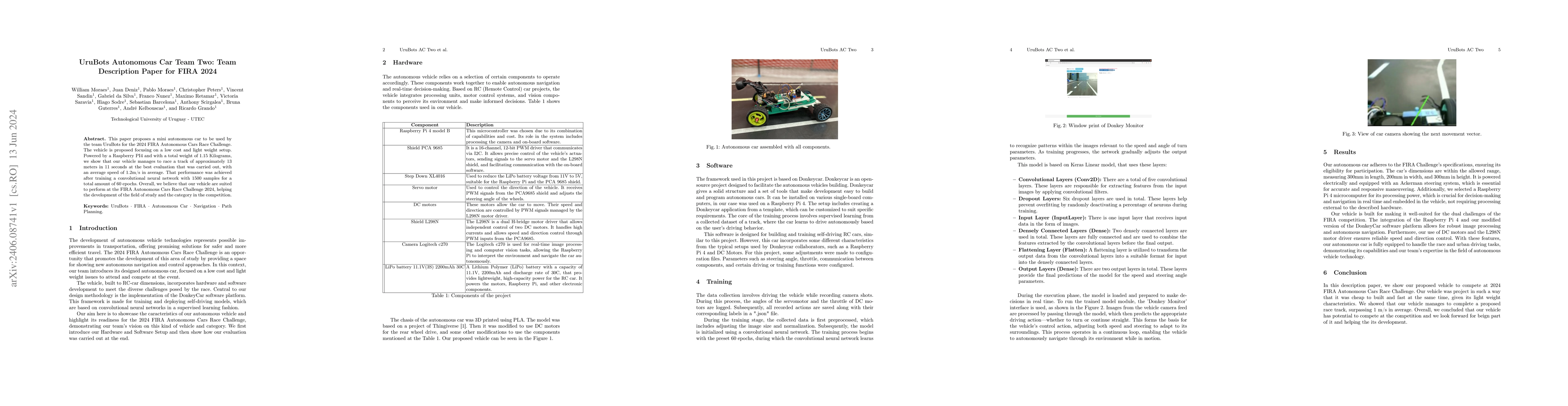 Thumbnail for UruBots Autonomous Car Team Two: Team Description Paper for FIRA 2024
