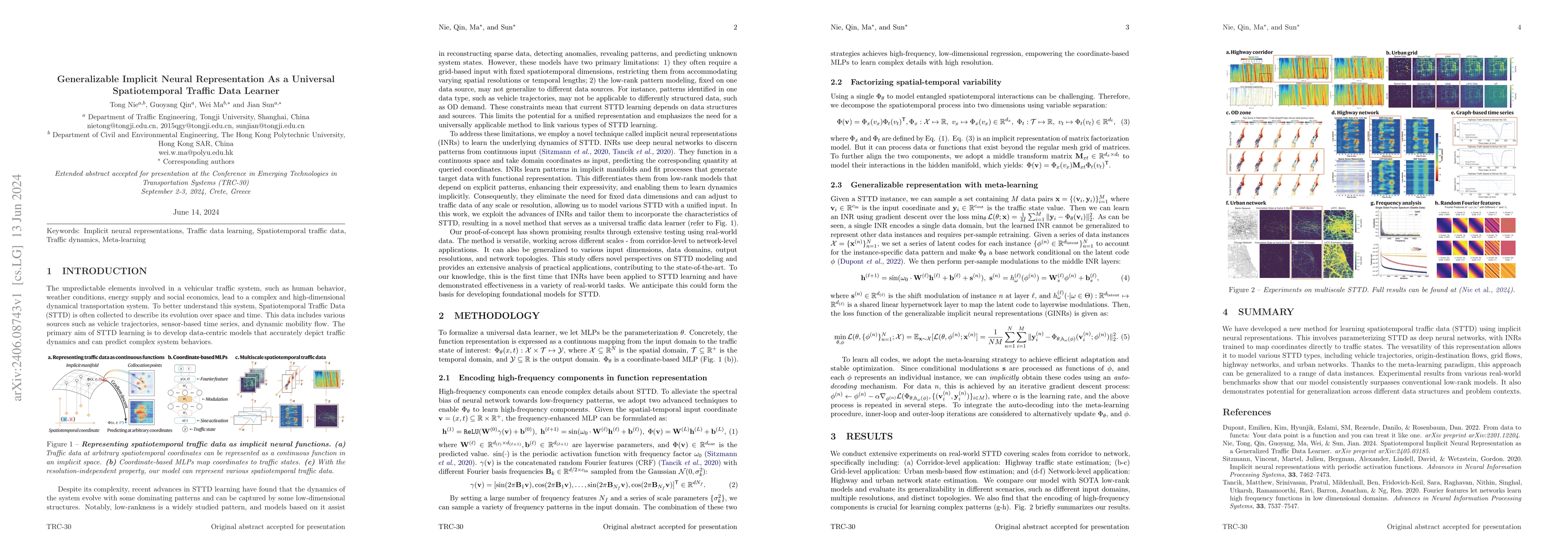 Thumbnail for Generalizable Implicit Neural Representation As a Universal
  Spatiotemporal Traffic Data Learner