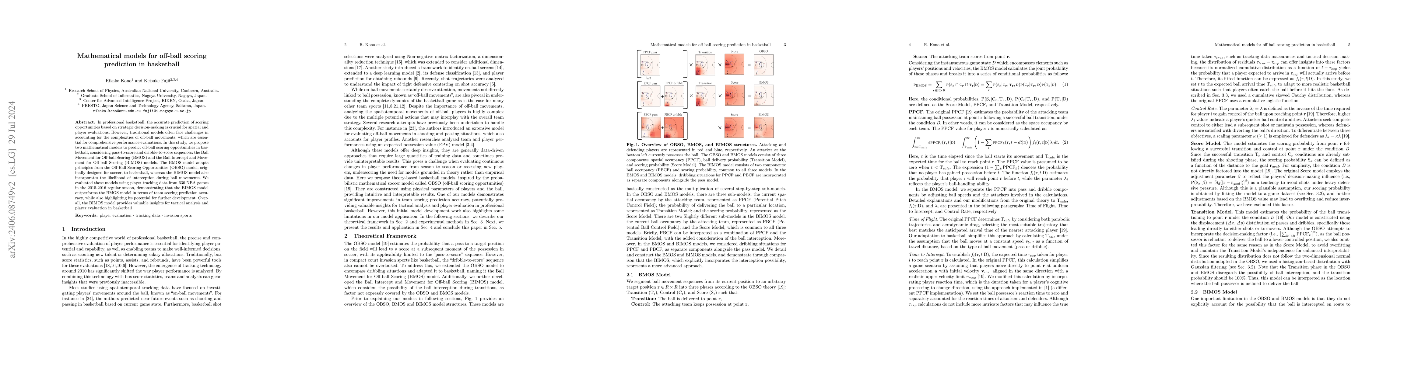 Thumbnail for Mathematical models for off-ball scoring prediction in basketball