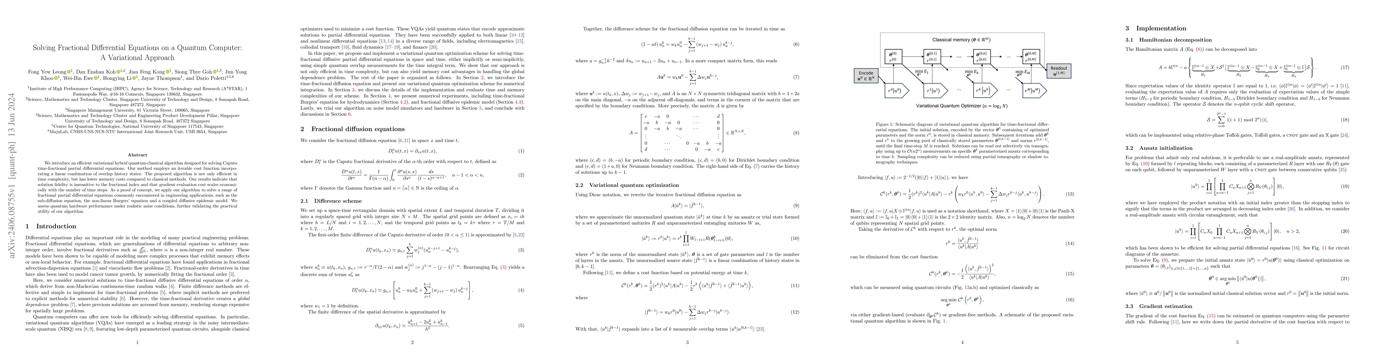 Thumbnail for Solving Fractional Differential Equations on a Quantum Computer: A
  Variational Approach